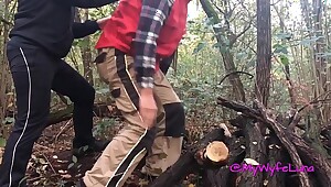 I go to my husband in the woods and during the break he breaks my ass